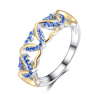 Anello a Cuore Bicolore con Cristalli per Donne, Elegante e Colorato, Accessorio Moda per Uso Quotidiano e Regalo - Product Image 2