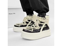 Chaussures de sport unisexes à semelle épaisse avec logo personnalisé du fabricant, design pentagramme, en cuir PU, fermeture éclair, chaussures européennes