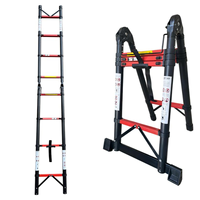 Échelle télescopique double face réglable en gros d'usine, portable, multi-usage, pliable, extensible, en acier, pour extérieur