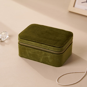 Boîte de rangement à bijoux portable de luxe en velours à double couche pour boucles d'oreilles, colliers, bagues, pendentifs, bracelets - Product Image 6