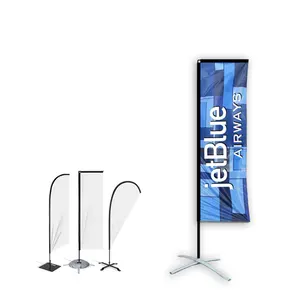 Windproof Promotion Custom Rectangle Teardrop Advertising Outdoor Party Feather Beach Flags