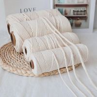 Fil de macramé en coton 100% uni, cordons doux, boules de fil teintes, fil fantaisie cardé pour le tricot à la main, projets de tricot