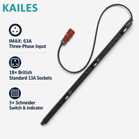 KAILES (KLS) Série KLS-K22 PDU pour centre de données 63A 18 prises 3 1P Protection par disjoncteur à air Courant élevé 45,3 kW Unité de distribution d'alimentation