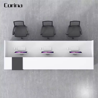 Prix usine brillant PDG blanc bureau de direction gestionnaire de mobilier de bureau gris moderne luxe acrylique surface solide bureaux