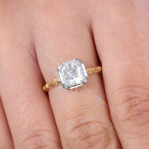 Provence real 18k white gold yellow gold ring 1.5carat lab created diamond ring Asscher Cut Women's engagement wedding ring - Product Image 3