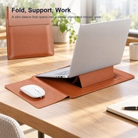 Housse pliable pour ordinateur portable en PU avec support et tapis de souris, sacoche d'ordinateur multicolore avec pochette d'alimentation en option