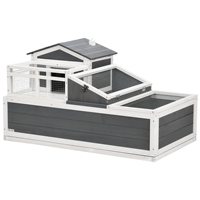 Bo Wan Gate Cage en bois écologique gris, neuve, motif uni, terrarium pour animaux de compagnie, boîte d'élevage avec fermeture à bouton et plateau en plastique pour