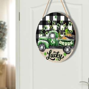 แผ่นป้ายประตูรถบรรทุกโชคดีสีเขียวสำหรับวันเซนต์แพทริคโคเวอร์ตรวจสอบควาย - Product Image 4