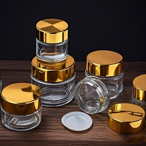 5ml 10ml 15ml 20ml 30ml 50ml 60ml 100ml Clear Glass Body Cream <b>Jar</b> <b>Empty</b> Gold Aluminum Lids Cosmetic Face Cream <b>Jars</b> - Product Image 1
