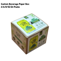 Boîte en carton personnalisable avec poignée pour 4 canettes de 12 oz (boissons, bière, soda, jus) – Emballage de détail réutilisable avec impression de votre logo