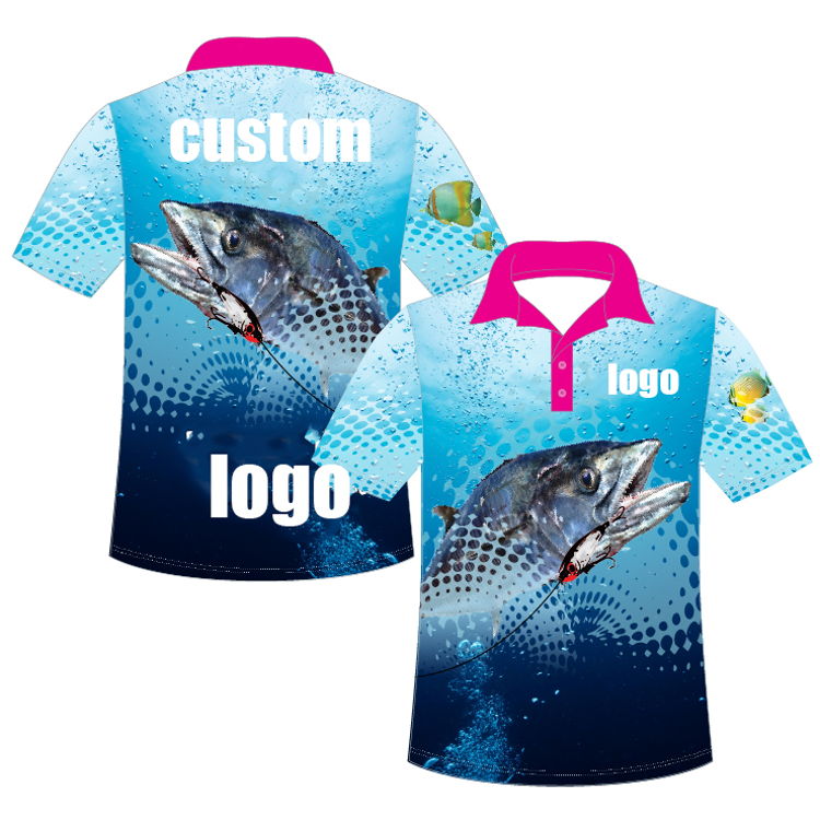 Personalizza maglietta a maniche lunghe corta da corsa protezione Uv tintura poliestere Performance sublimazione Polo da pesca Jersey