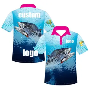 Anpassen Racing Short Langarm T-Shirt UV-Schutz Farbstoff Polyester Performance Sublimation Angeln Polo Shirts Jersey