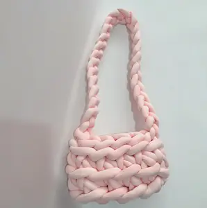 Luxury Soft Hand Bag Custom Made Thick Tube Yarn Knitting Bags Women Handbags Ladies