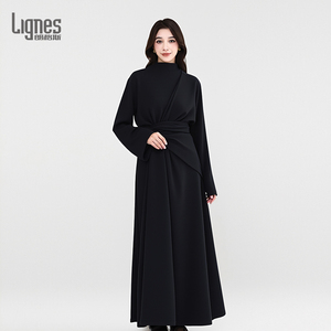 Islamic Muslim <strong>Dress</strong> Flowy Polyester <strong>Dress</strong> Eid Satin Abaya Lightweight Satin <strong>Dress</strong> With A Unique Shoulder Design - Product Image 2