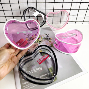 PVC hình trái tim túi 11cm * 3cm, đen, trắng, hồng thời trang mỹ phẩm Pouch - Product Image 2