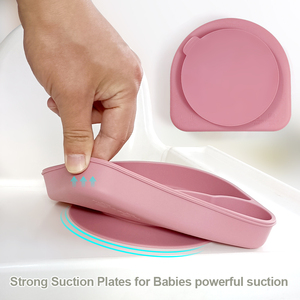 Ensemble <span class=keywords><strong>de</strong></span> vaisselle pour tout-petits en silicone <span class=keywords><strong>de</strong></span> qualité alimentaire, assiette antidérapante pour bébé avec ventouse, forme arc-en-ciel, assiette compartimentée - Product Image 2