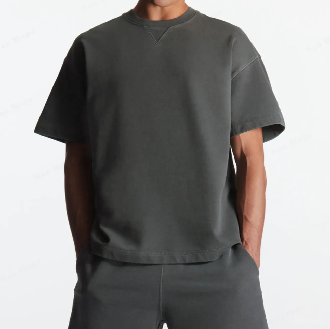 도매 사용자 정의 남여 공용 플러스 사이즈 일반 빈 스트리트웨어 T 셔츠 100% 면 남성 대형 드롭 어깨 라운드 넥 T 셔츠