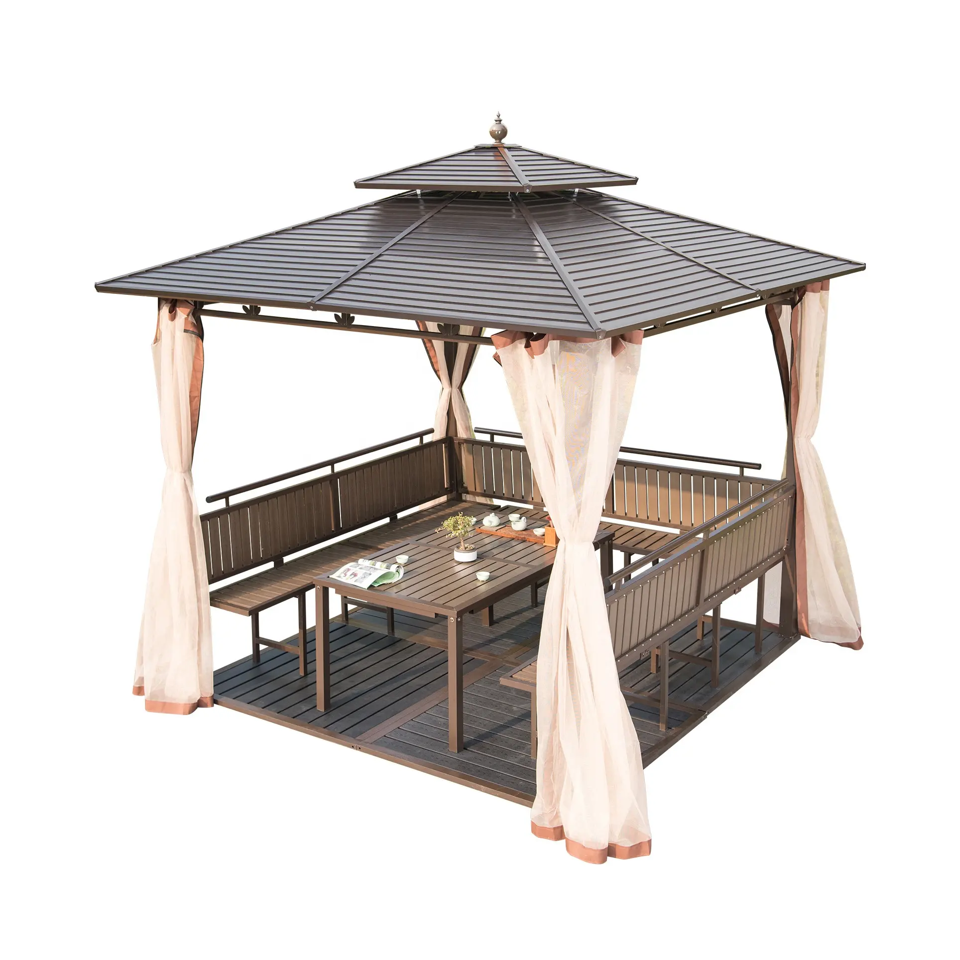 Tốt nhất và mạnh nhất gazebo 20 ft.x 10 ft. Ngoài trời Patio đôi Vented mái gazebos trên bán