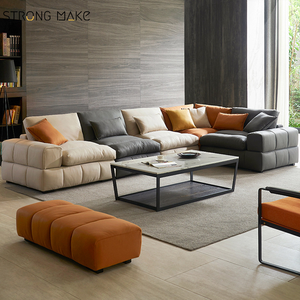 Venta al por mayor 2023 Estilo nórdico <span class=keywords><strong>casa</strong></span> <span class=keywords><strong>de</strong></span> tres plazas muebles <span class=keywords><strong>de</strong></span> sala <span class=keywords><strong>de</strong></span> estar 3 plazas salón Suite alta calidad cuero lujo sofá conjunto - Product Image 3