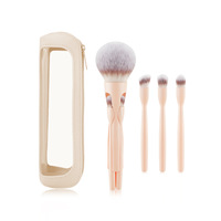 4-in-1 Magnetischer Make-up-Puderpinsel Tragbarer Weicher Synthetischer Lidschatten-Foundation-Puderpinsel mit Magnet zum Verblenden und Tasche