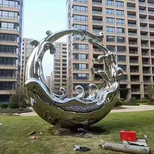 Large Outdoor Art Design Circular Modern Outdoor Pool Decoration Modern Art Fish Stainless Steel Sculpture
