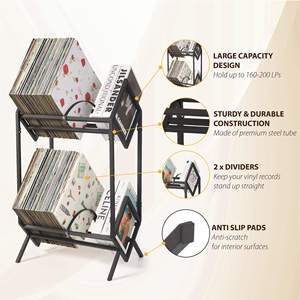 <strong>Record</strong> Storage Holder, Holds up to 160-200 LPs, Metal Vinyl <strong>Record</strong> Organizer Stand Magazine <strong>Record</strong> <strong>Rack</strong> - Product Image 2