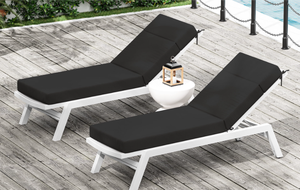 Lounge <strong>Cushions</strong> Set of 2, <strong>Outdoor</strong> Patio <strong>Furniture</strong> Lounger <strong>Replacement</strong> <strong>Cushions</strong> with Zipper Ties Water-Resistant for Pool - Product Image 4