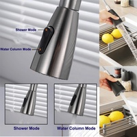 Keran Dapur Modern TC SB-2901B Satu Gagang Keramik Lapisan Hitam dengan Kepala Semprot Tarik, Pemasangan Satu Lubang