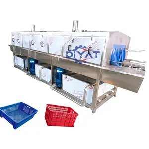 Peralatan pembersih batch kotak baki efisiensi tinggi, peralatan pembersih loyang kue disinfeksi dan Pengering