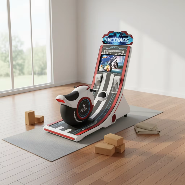 Kid Phantom Motorcycle Racing Simulator Can Swing Left or Right with Light Strip Video Arcade Console Game for Amusement Park