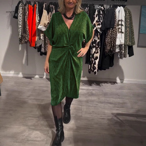 Vestido Midi Brillante con Cuello en V, Casual, <span class=keywords><strong>para</strong></span> Mujer, Primavera-Verano - Product Image 3