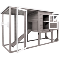 Poulailler mobile en bois avec roues verrouillables, nichoir et plateau de nettoyage extractible, résistant aux intempéries, pour l'extérieur et la cour.