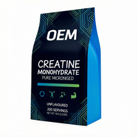 Bubuk Creatine Monohydrate Murni OEM Tanpa Rasa 1KG 200 Sajian Latihan Gym Peningkat Kekuatan Otot Dewasa Alami