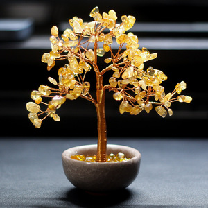 Crystal Tree Yellow Citrine Wire <b>Wrapped</b> Miniature Home Office Desk Decoration Ornament - Product Image 1