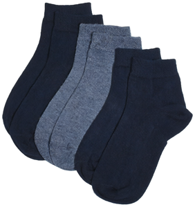 Fabricant OEM personnalisé de chaussettes courtes, couleur unie, tricotées, respirantes, pour usage décontracté, pour adultes, mélange bleu marine et gris - Product Image 1