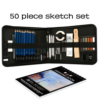 Ensemble d'art professionnel de 50 pièces, kit de crayons à dessin et à croquis