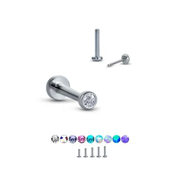 Fashion Bezel Setting Crystal 20g Push In Labret Studs Body Piercing gioielli di moda Piercing gioielli