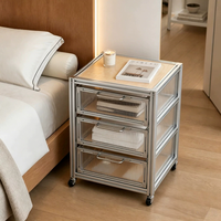 Armoire de rangement multi-tiroirs en profilé aluminium, table de chevet mobile, table d'appoint roulante pour chambre à coucher, salon