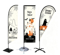 Ensemble de drapeaux à plumes personnalisés pour Halloween, thème vampire, sublimation par transfert thermique, drapeau de plage en polyester avec plusieurs bases pour décoration extérieure