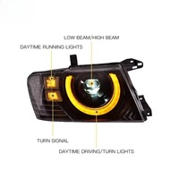 Phares HETOP Pajero V73 2004-2014, style Defender, avec feux de jour LED modifiés, plug and play pour Mitsubishi