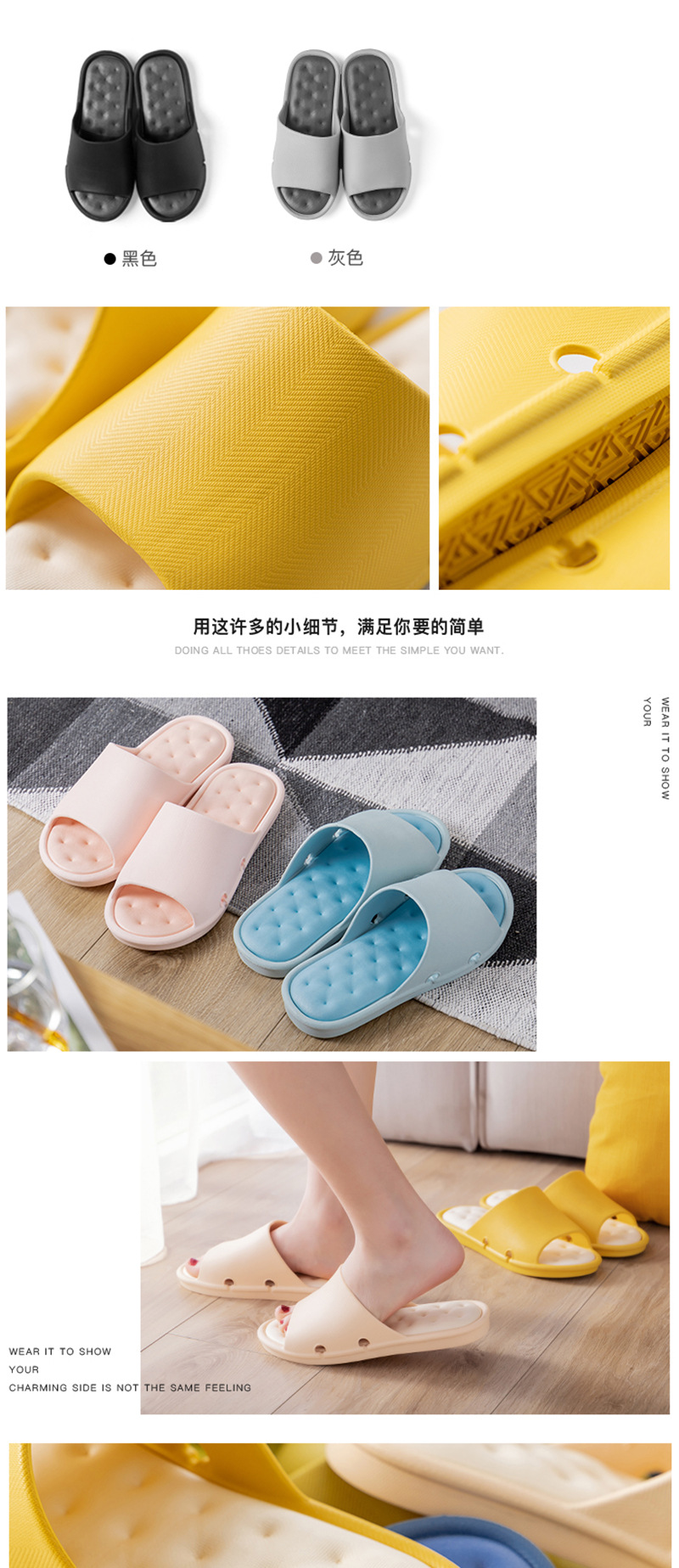 Unisex Home Slippers Summer Indoor Slides Hotel Bathroom Bath Sandal Slippers