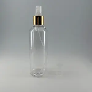 Botella de perfume de plástico con envase cosmético PET transparente de 100ml al por mayor con pulverizador de niebla de aluminio 20/410 24/410