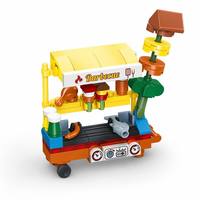 Ensemble de construction de chariot de barbecue jaune personnalisé, jouets pour enfants, mini station de cuisson extérieure avec brochettes et condiments