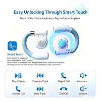 Earbud Open Ear G109 Nirkabel TWS OWS Bt Earphone Clip Earbud dengan Konduksi Tulang Peredam Kebisingan Mic Headphone