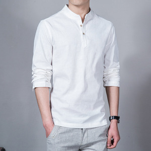 <span class=keywords><strong>Camicia</strong></span> Polo Autunno 2025 da <span class=keywords><strong>Uomo</strong></span>, Tinta Unita, Collo Alto, Manica Lunga, Alta Qualità in Cotone e <span class=keywords><strong>Lino</strong></span>, Taglie Forti, Vestibilità <span class=keywords><strong>Slim</strong></span>, Casual - Product Image 2