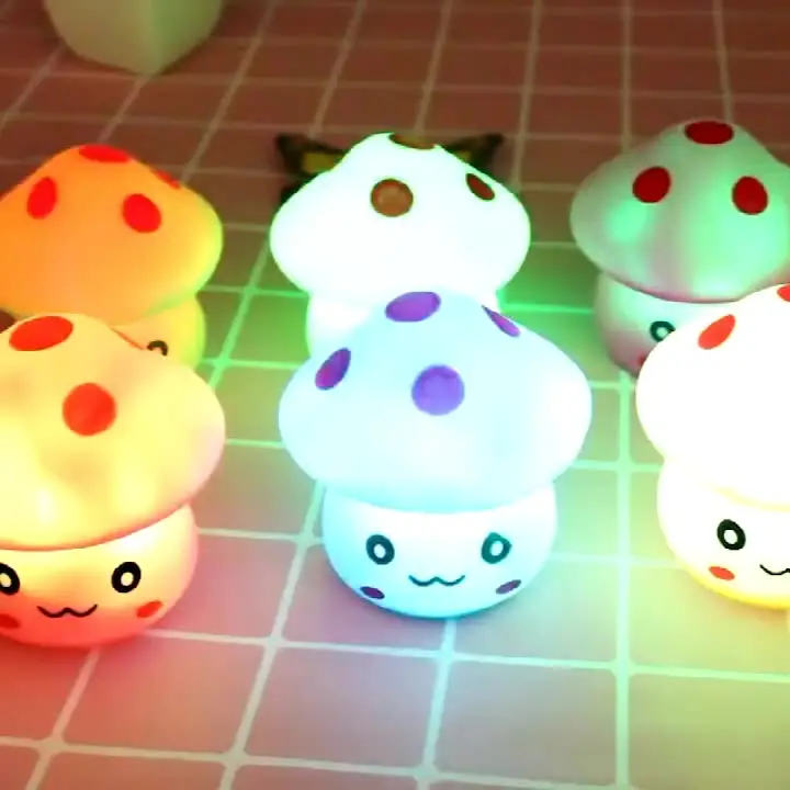 Vofull Lampu Jamur Mini LED Berubah Warna, Lampu Malam Jamur Hadiah Anak-anak