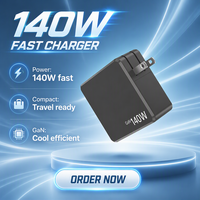 Cargador Rápido NIUBAILE 140W PD3.1/QC4.0, 2 Puertos Tipo-C + 1 Puerto USB, Adaptador Universal 100-240V, Ecológico e Ignífugo