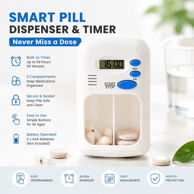 Smart Electronic Pill Organizer with Alarm Timer 7 Days Weekly Pill Box for Medication Reminder OEM
