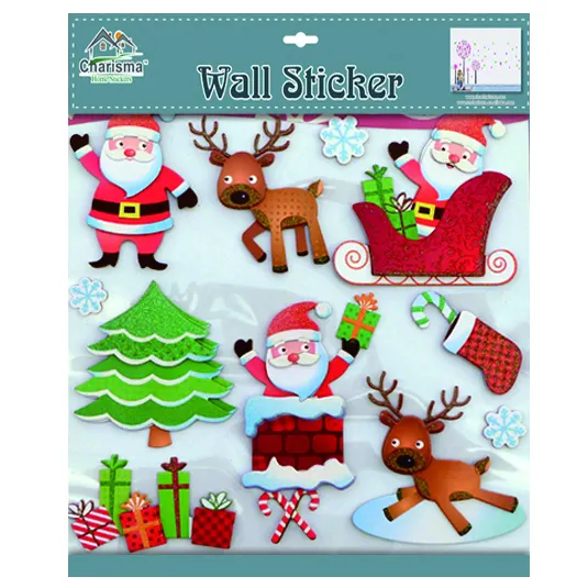 Christmas Custom Sticker Sheet Holiday Decor 3d Sticker Vinyl Wall Window Decorative Stickers