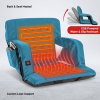 Chaise de stade chauffante USB extra large et rembourrée avec dossier, pliable et compacte, pour l'hiver, personnalisable
